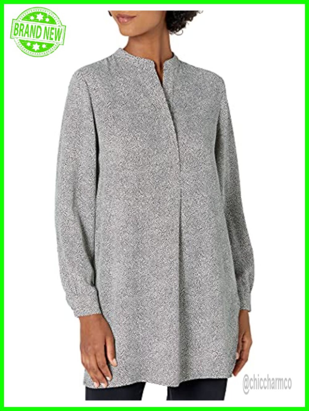 Anne Klein Split Neck Long Tunic Blouse